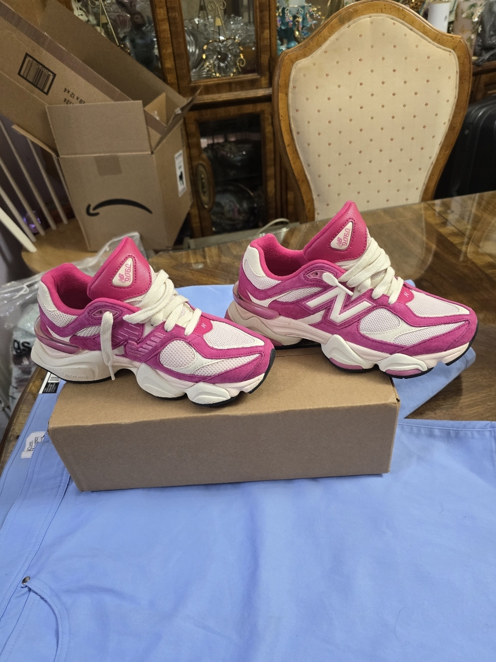 New Balance Hot Pink and White Athletic Sneakers 90/60
